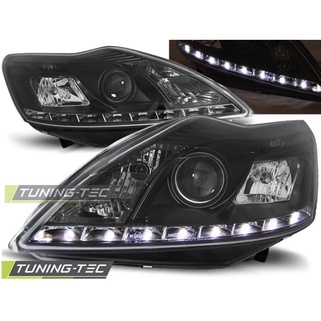 Přední světla Devil Eyes s LED Ford Focus II 08-11 černé