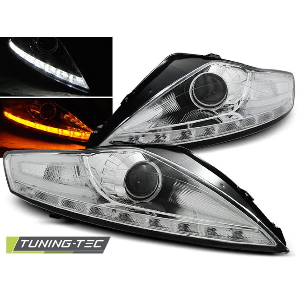 Přední světla Devil Eyes s LED Ford Mondeo 07-10 chrom LED blinkr