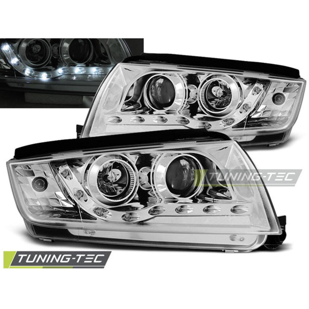 Přední světla Devil Eyes Škoda Fabia 99-07 chrom