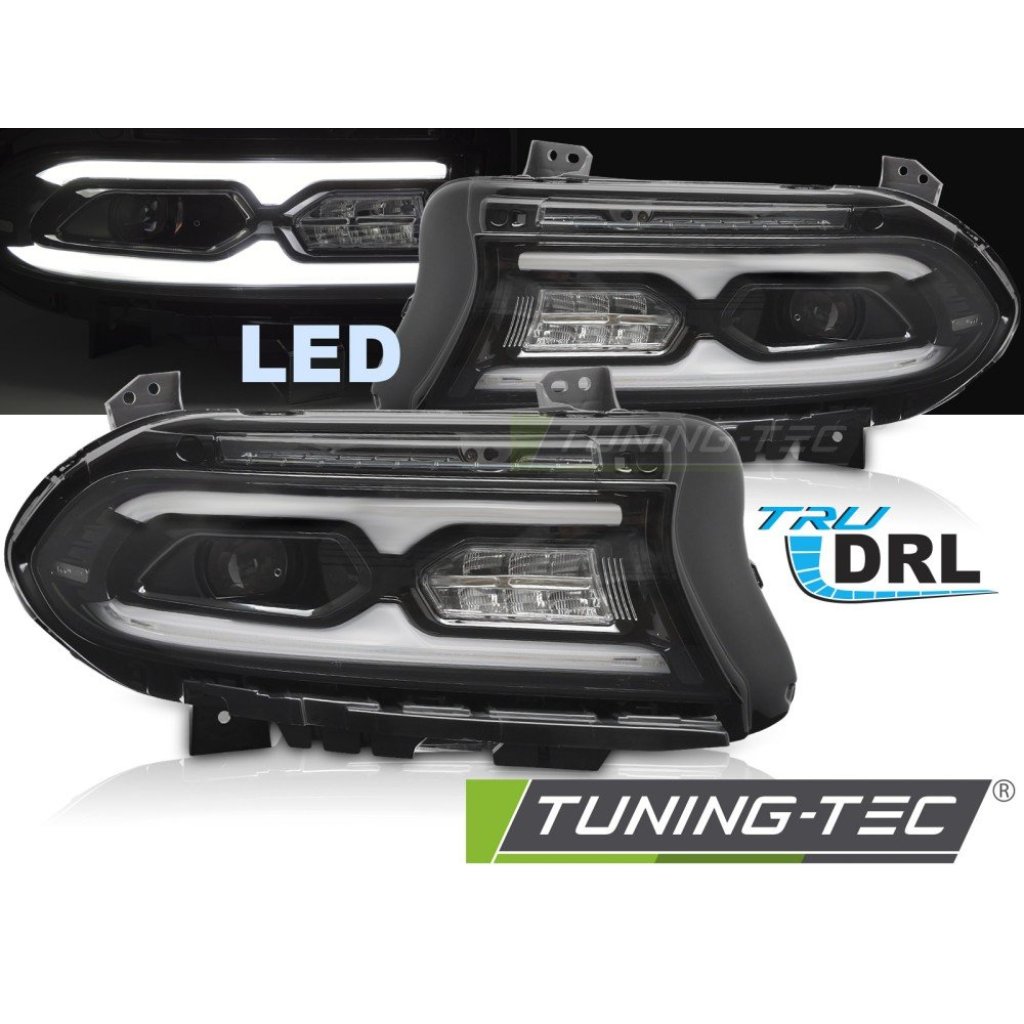 Přední světla FULL LED pro DODGE CHARGER 2014-2023 černá
