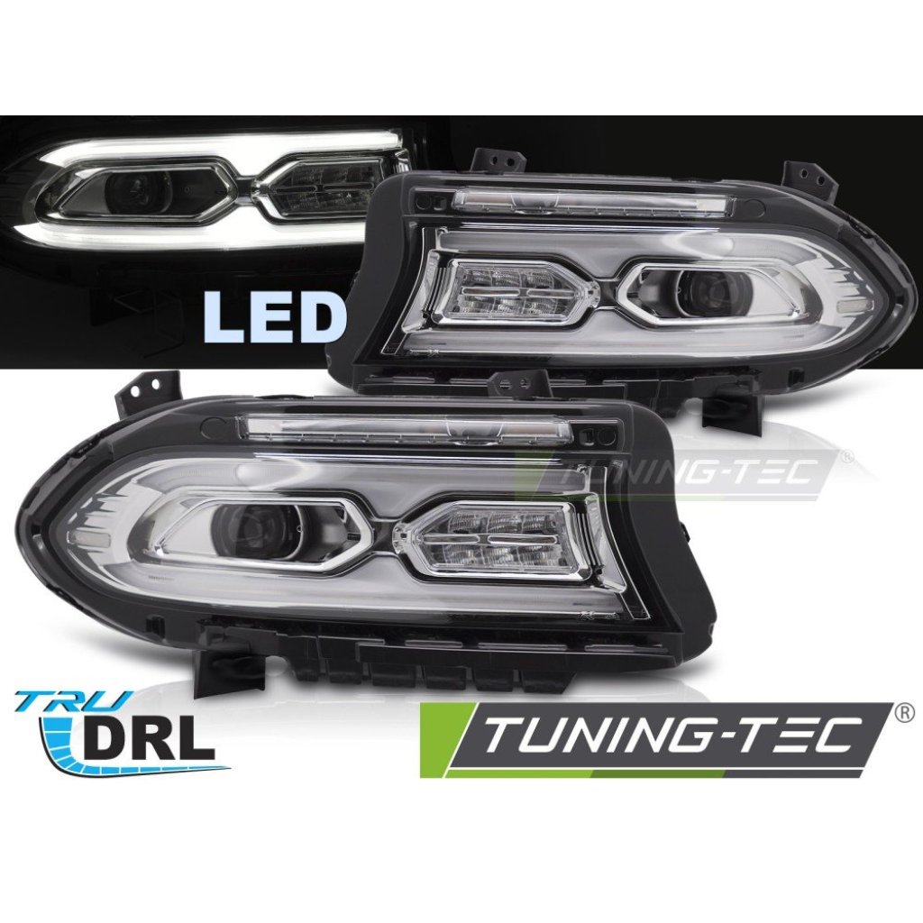 Přední světla FULL LED pro DODGE CHARGER 2014-2023 chrom