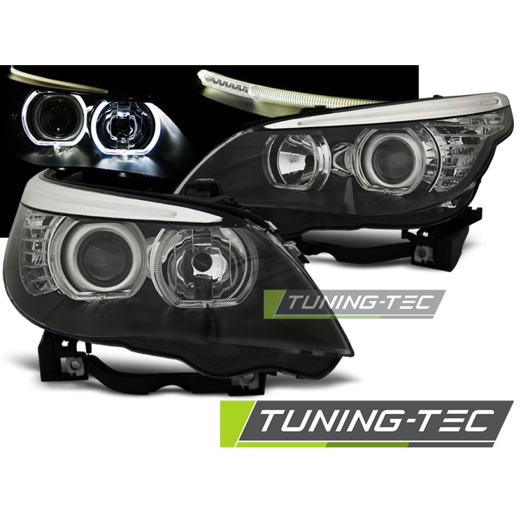 Přední světla LED Angel Eyes BMW 5 E60/E61 sed/tour 03-07 černá