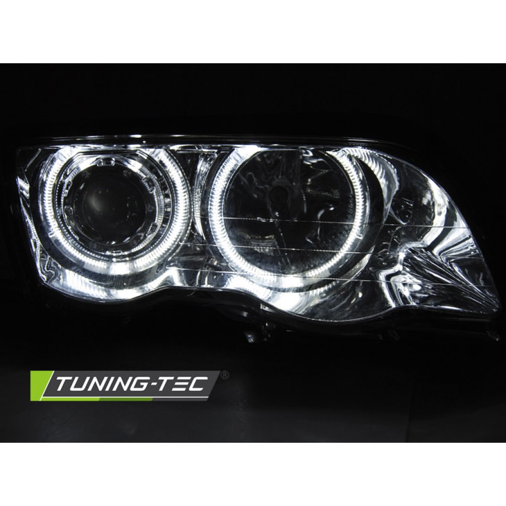 Přední světla LED Angel eyes BMW E46 sedan/touring 98-01 chrom