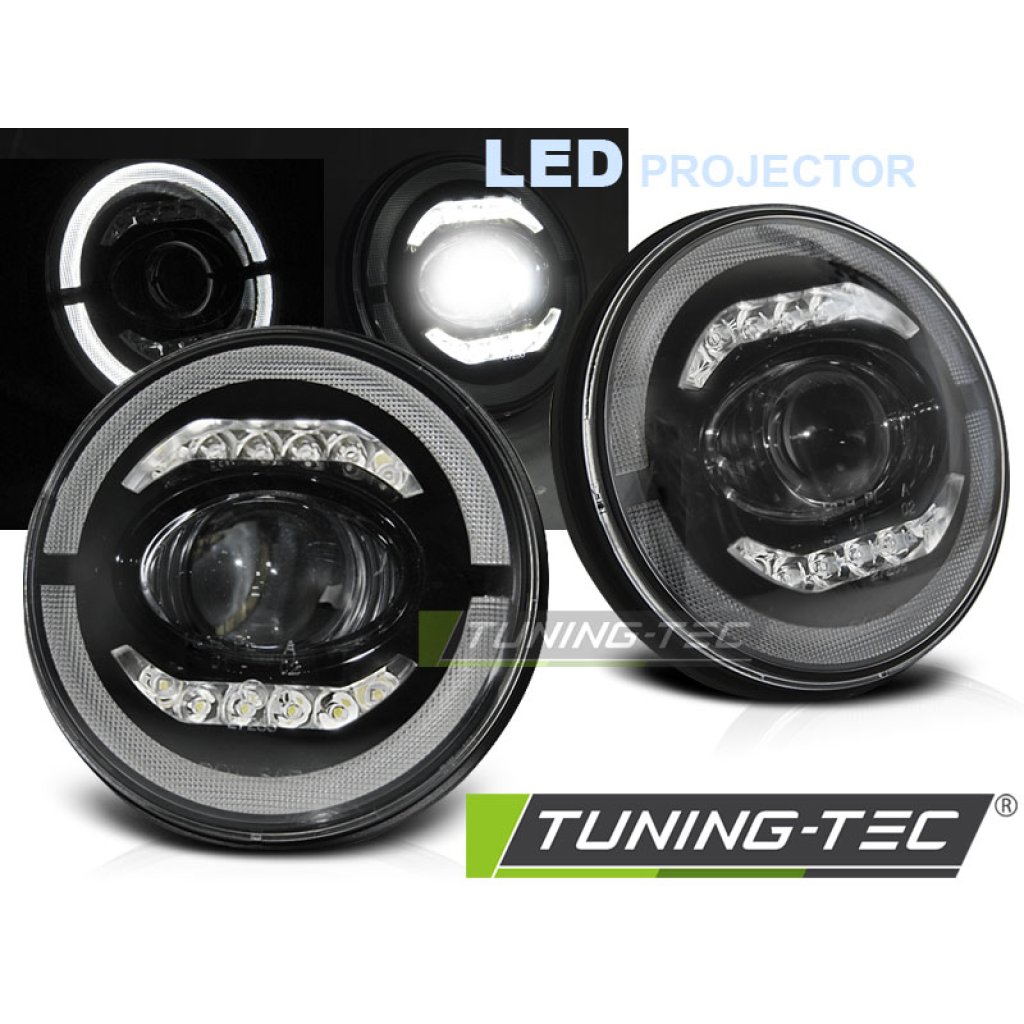 Přední světla LED angel eyes Jeep Wrangler TJ/LJ/JK 96-18 černá