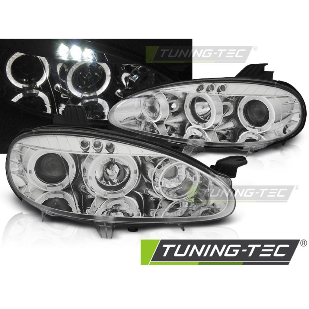 Přední světla LED, angel eyes, Mazda MX5 01-05 chromová