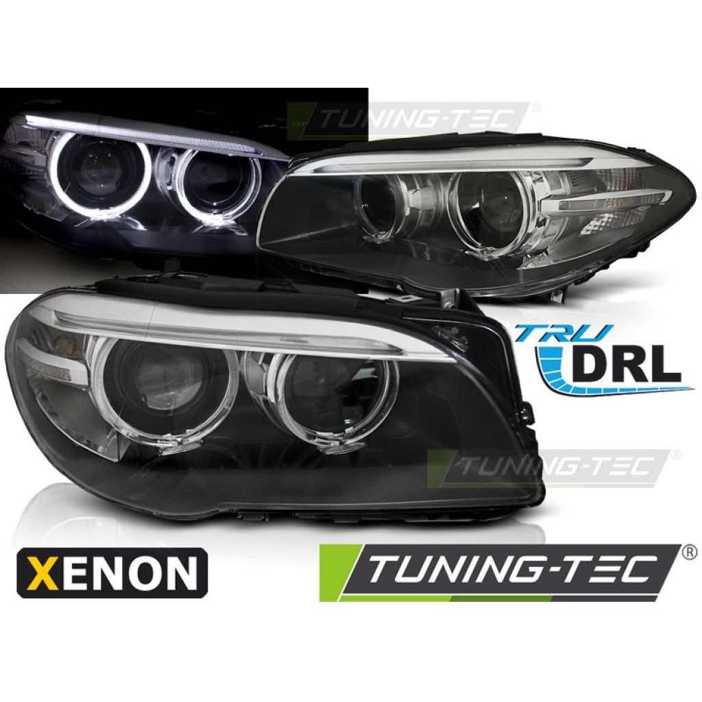 Přední světla LED angel eyes s denními světly BMW F10/F11 xenon D1S 10-13