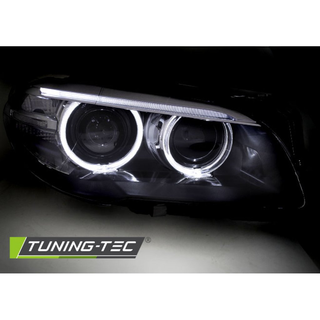 Přední světla LED angel eyes s denními světly BMW F10/F11 xenon D1S 10-13