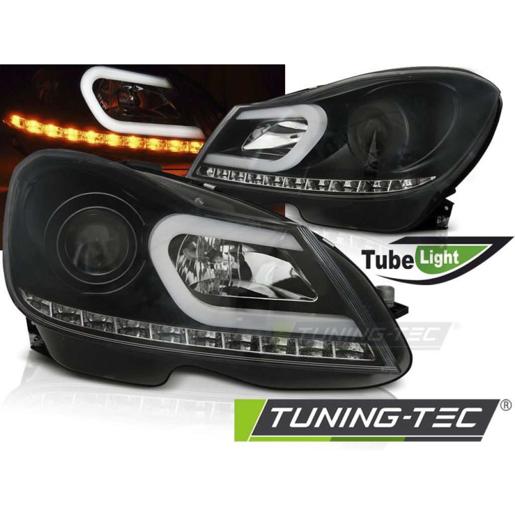 Přední světla LED blinkr TubeLights Mercedes-Benz C W204 11-14 černá