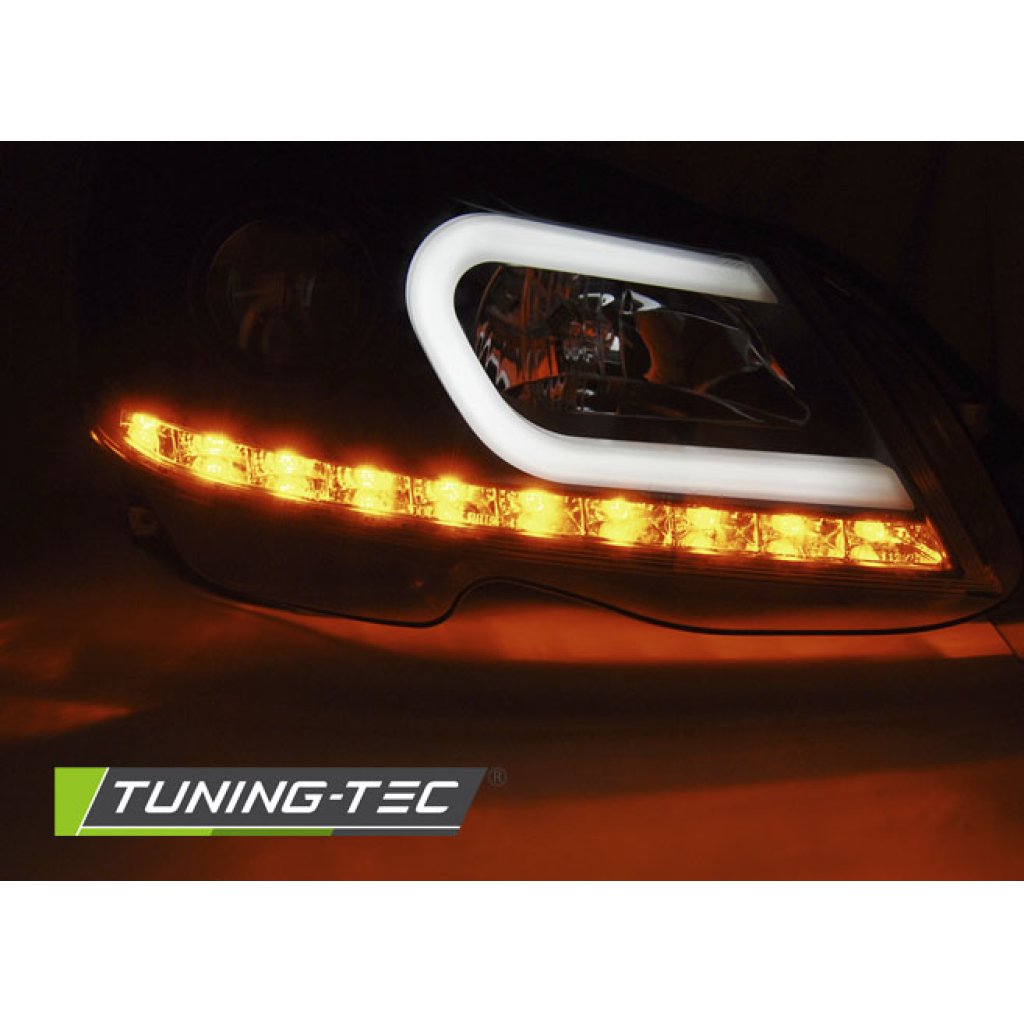 Přední světla LED blinkr TubeLights Mercedes-Benz C W204 11-14 černá