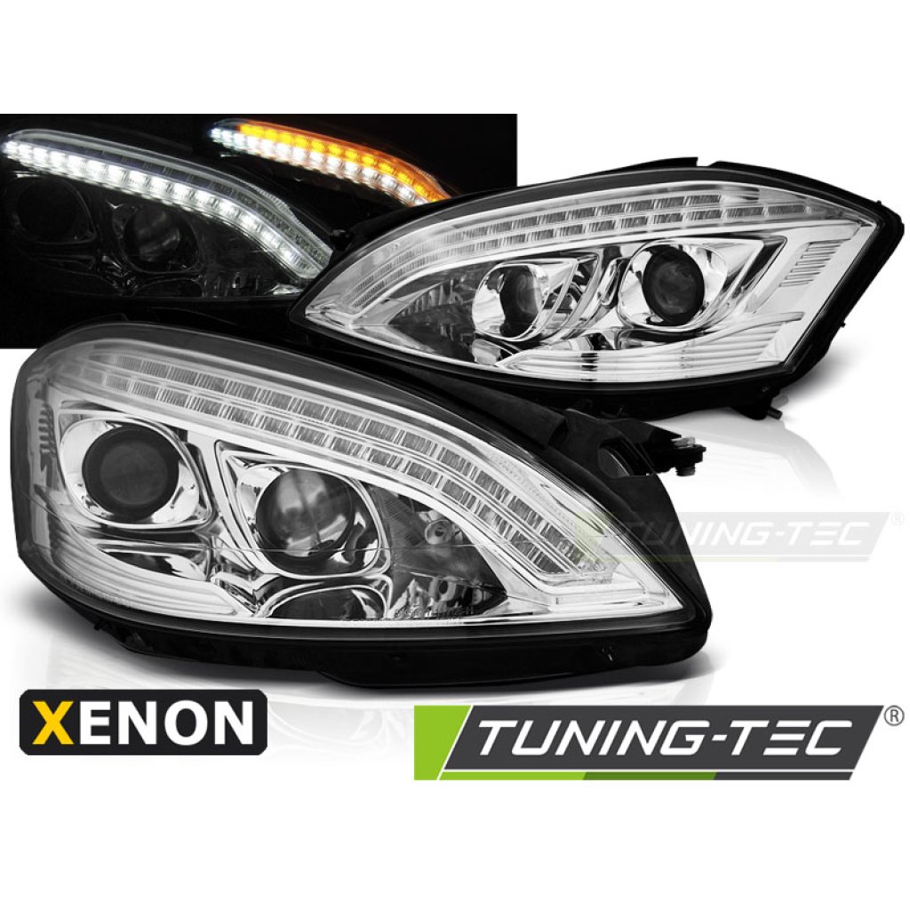 Přední světla LED D1S xenon Mercedes-Benz S W221 05-09 chromová