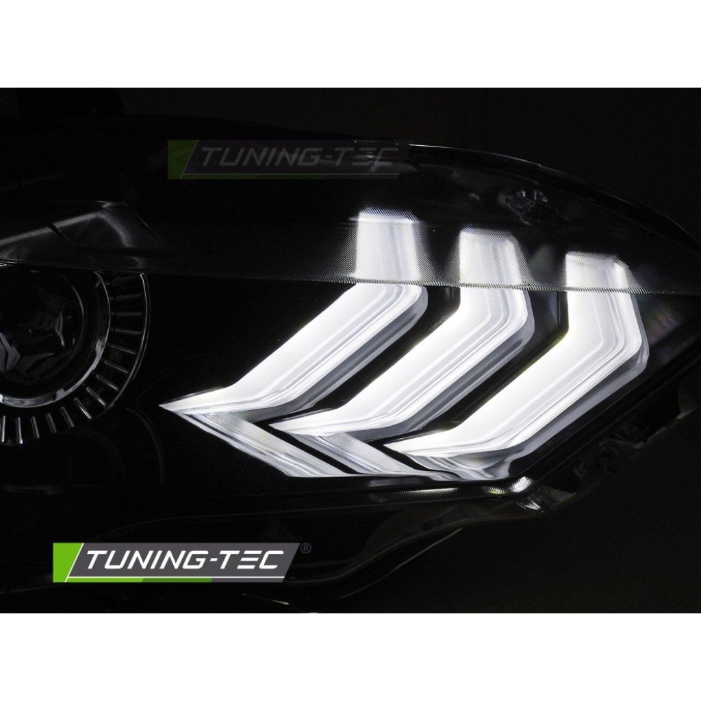 Přední světla LED, LED denní světla pro FORD MUSTANG 2018-2021 černá, RGB blinkr