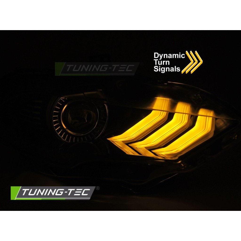 Přední světla LED, LED denní světla pro FORD MUSTANG 2018-2021 černá, RGB blinkr