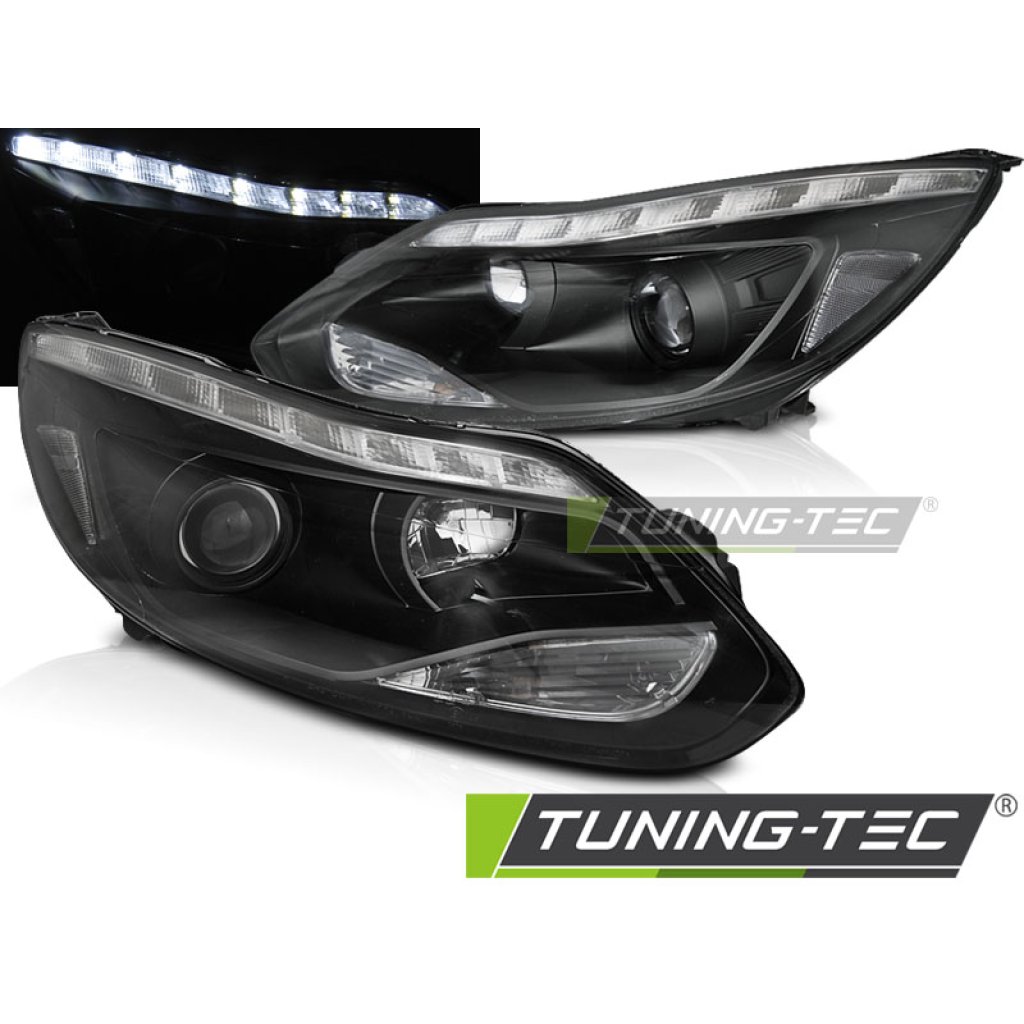 Přední světla LED pro Ford Focus MK3 11-14 černé