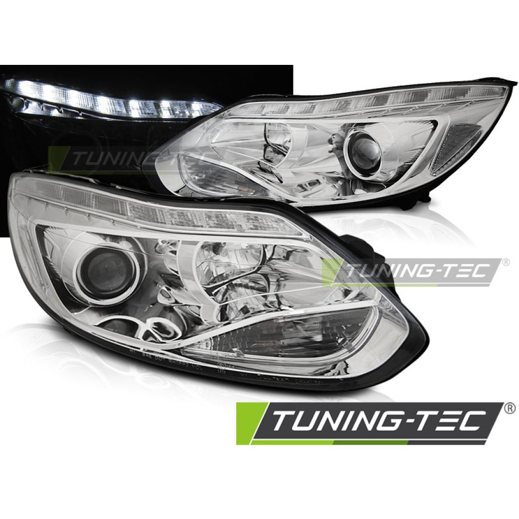 Přední světla LED pro Ford Focus MK3 11-14 chromové