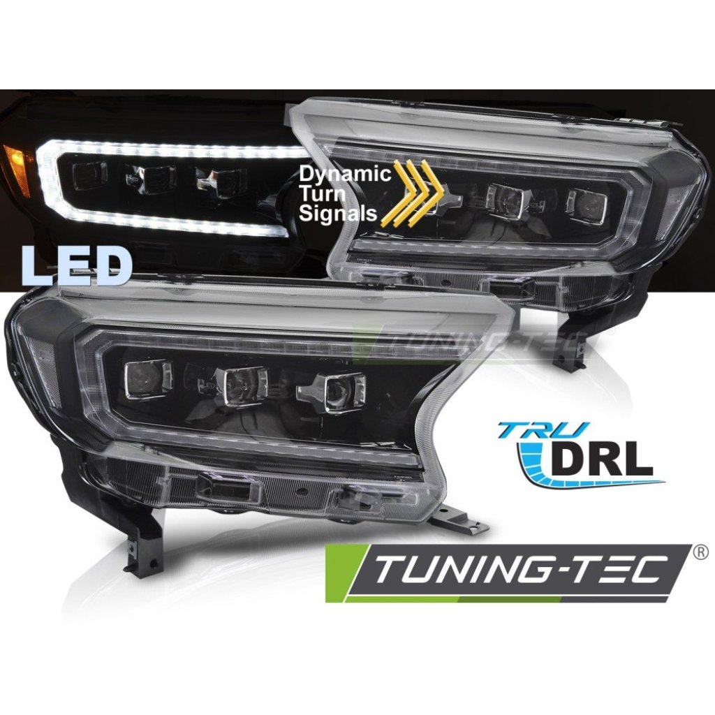 Přední světla LED pro FORD RANGER V 2016-2022 černá