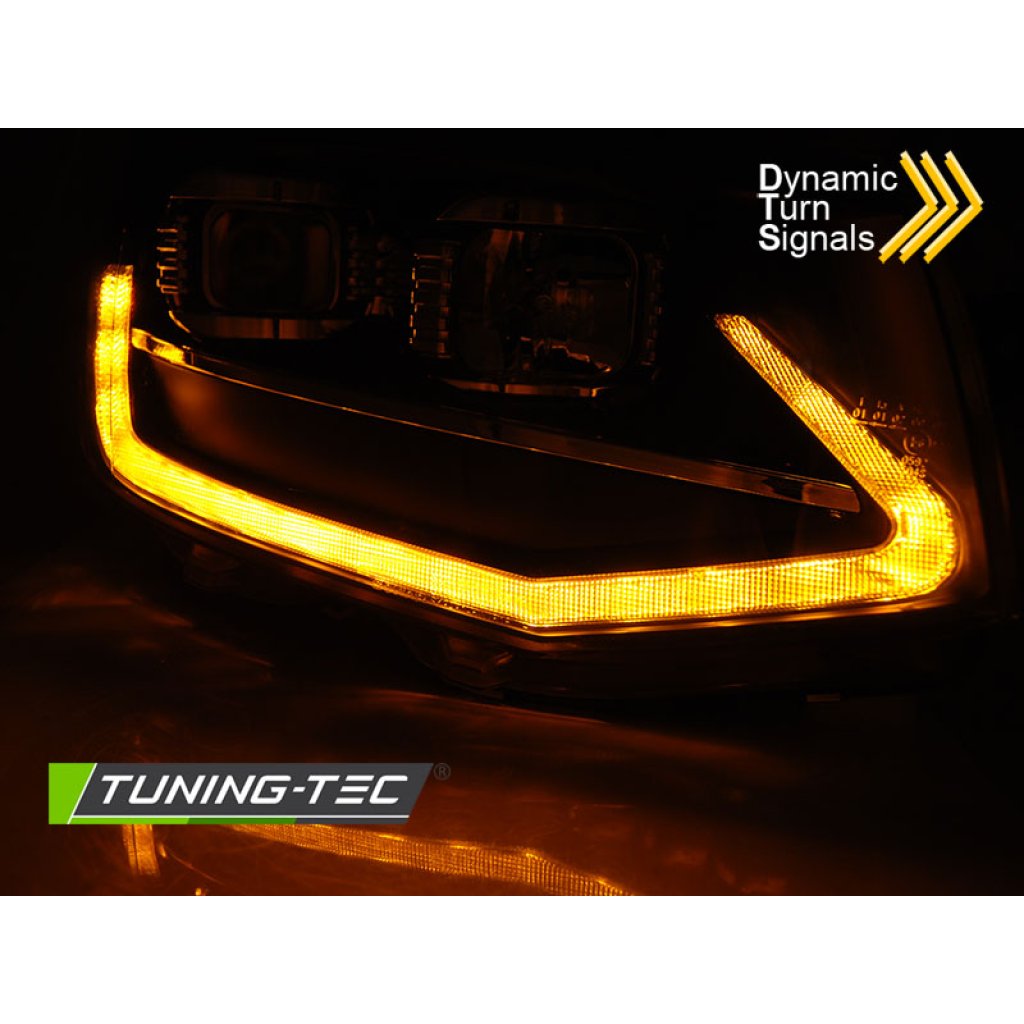 Přední světla LED s denními světly, LED dynamickým blinkrem pro VW T6 09-15 černá