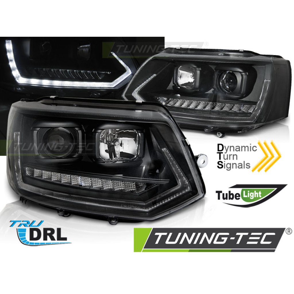 Přední světla LED s denními světly VW T5 09-14 s dynamickým LED blinkrem, černá