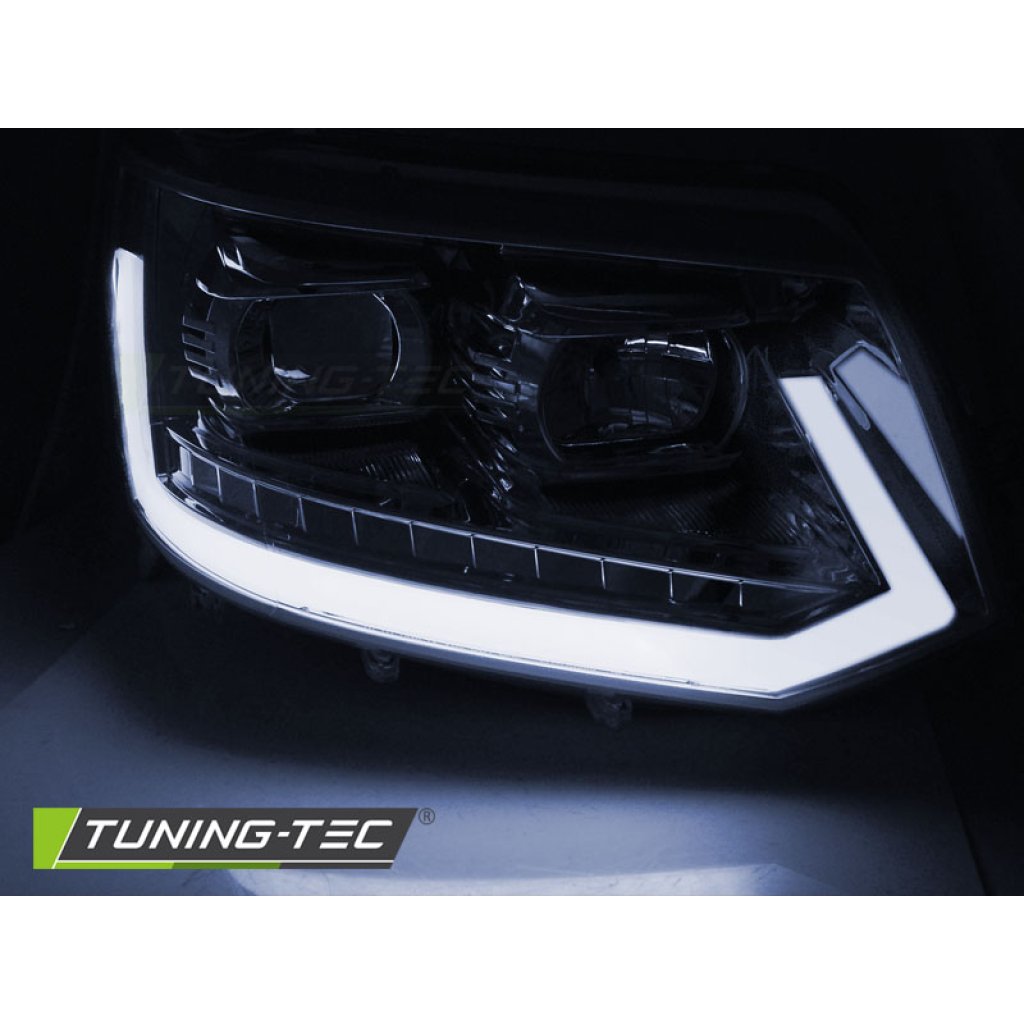 Přední světla LED s denními světly VW T5 09-14 s dynamickým LED blinkrem chromová