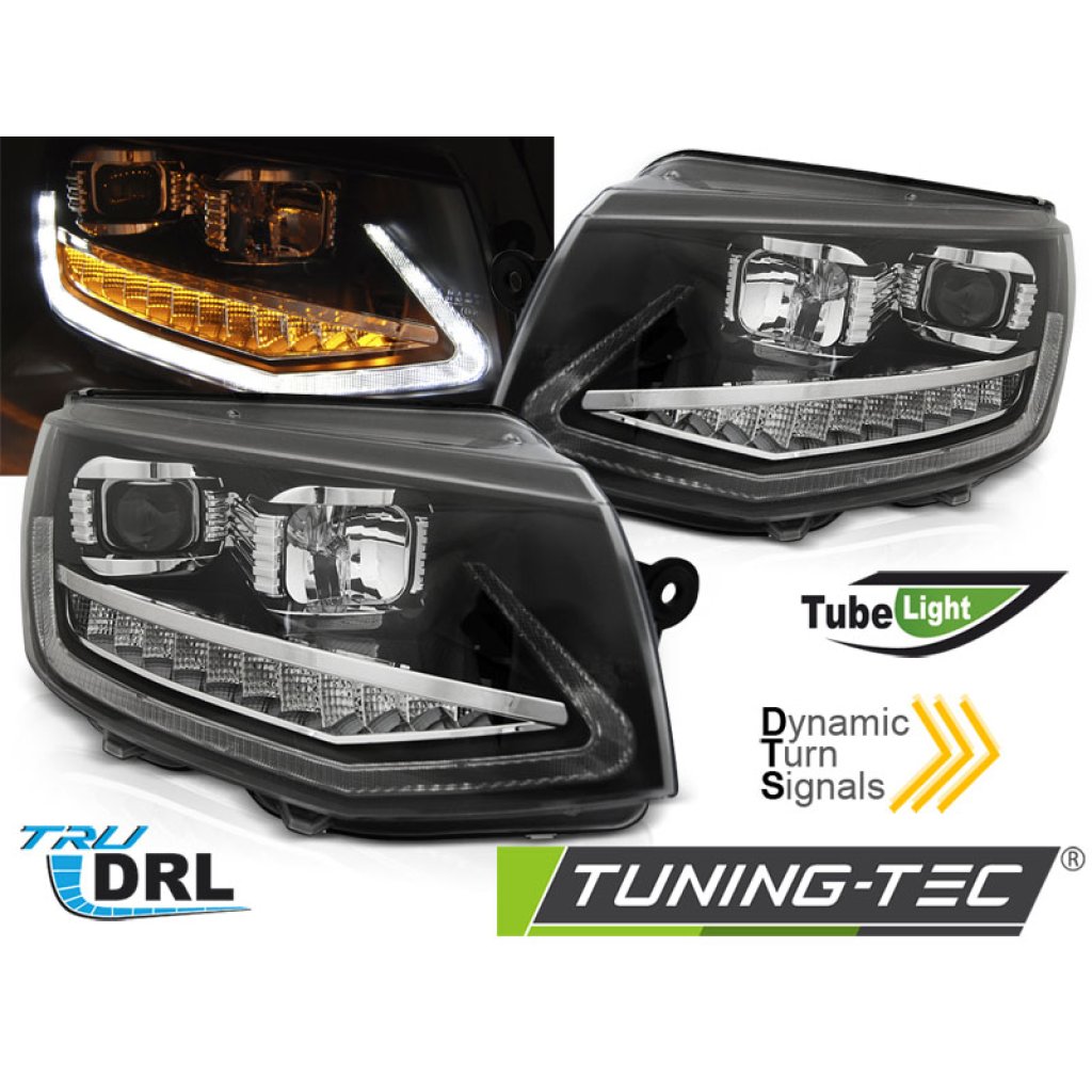 Přední světla LED s denními světly VW T6 15- s dynamickým LED blinkrem, černá