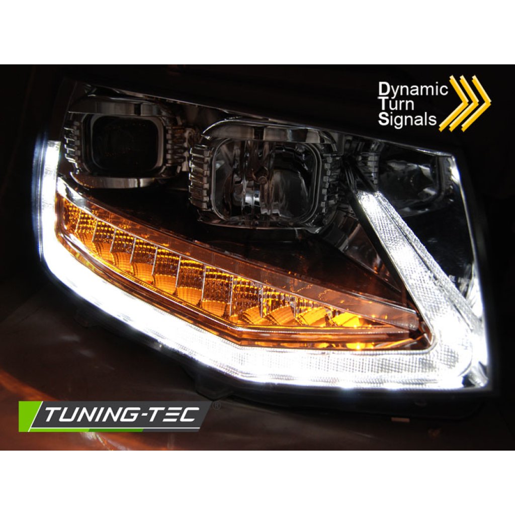 Přední světla LED s denními světly VW T6 15- s dynamickým LED blinkrem, chromová