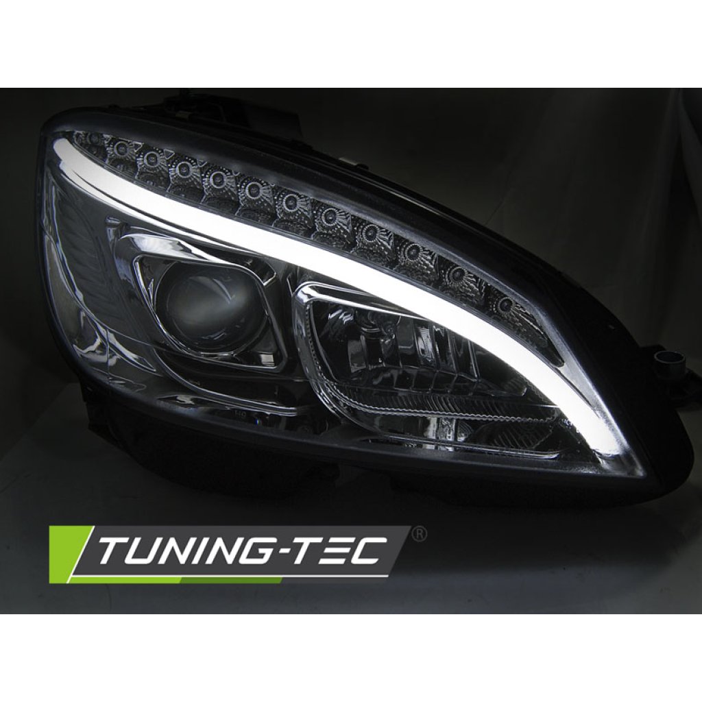 Přední světla LED s Mercedes-Benz C W204 07-10 s dynamickým LED blinkrem chromová
