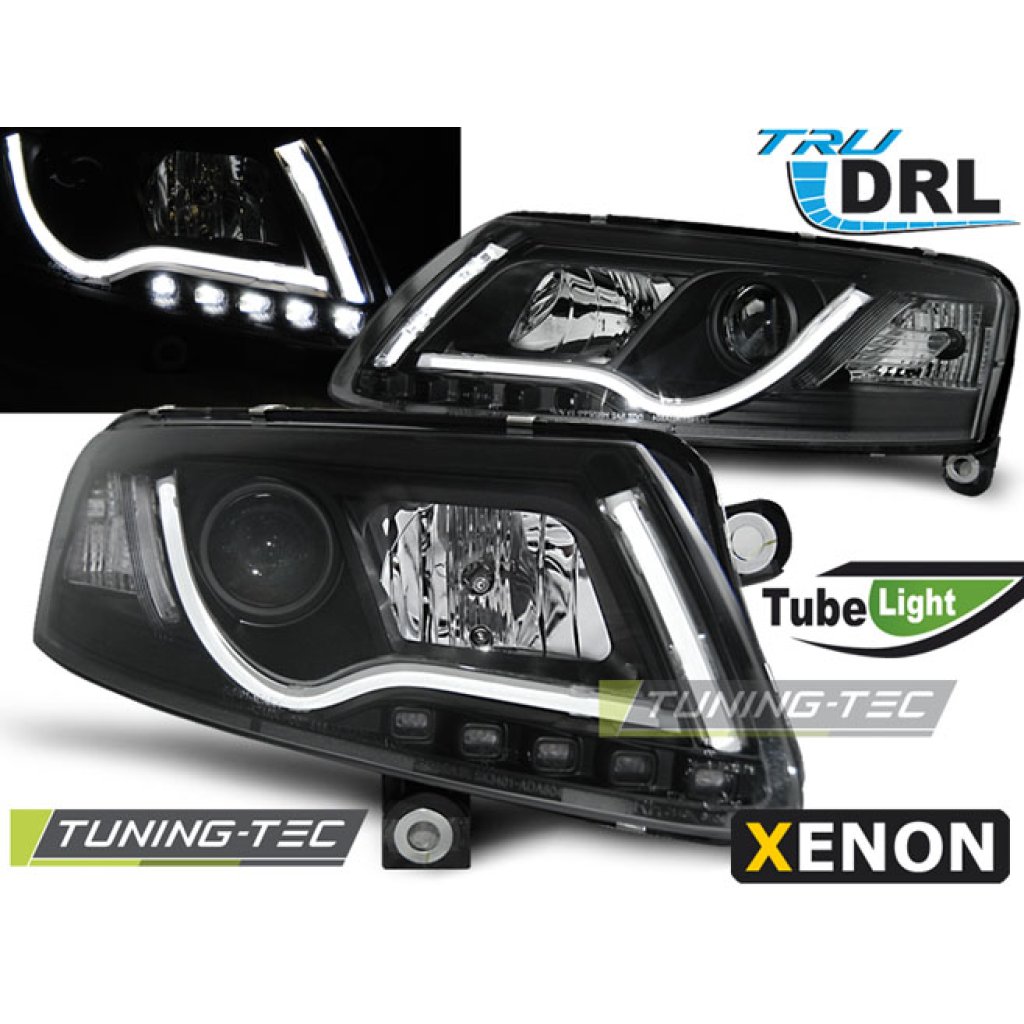 Přední světla LED TubeLights a LED denními světly Audi A6 4F xenon 04-08 černá