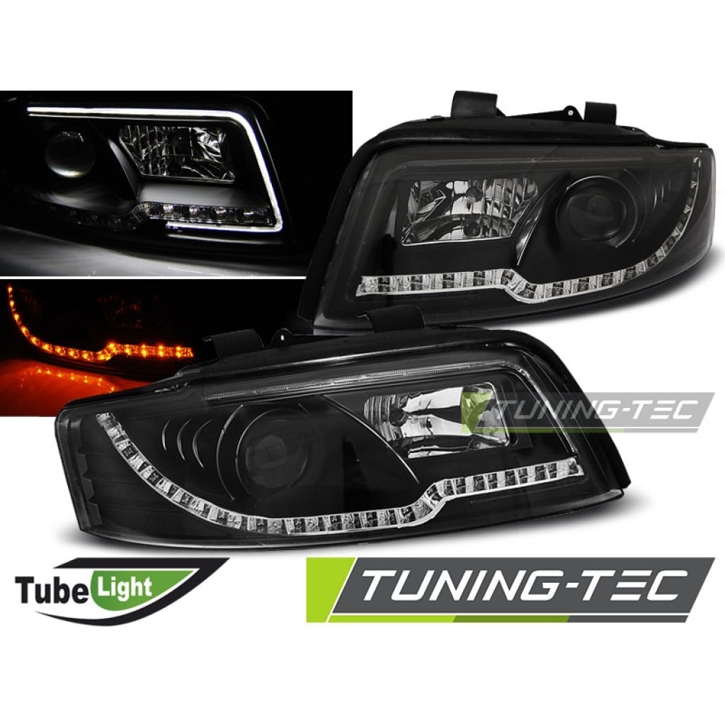Přední světla LED TubeLights AUDI A4 B6 00-04 černá