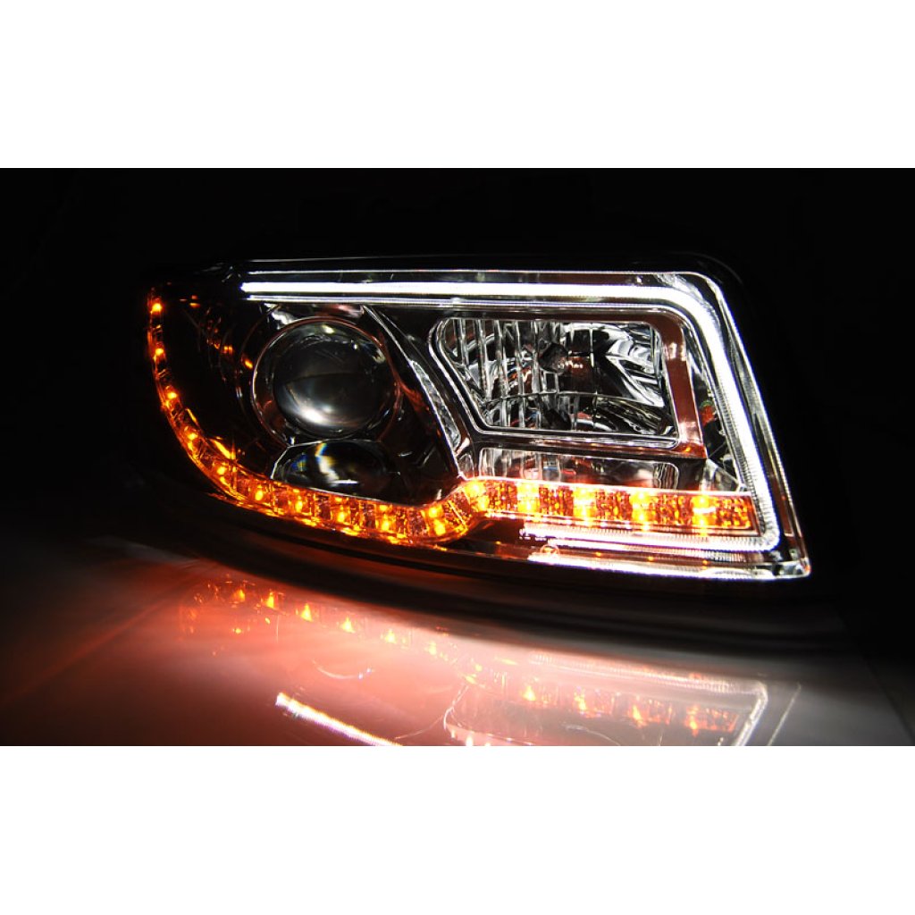 Přední světla LED TubeLights AUDI A4 B6 00-04 chrom