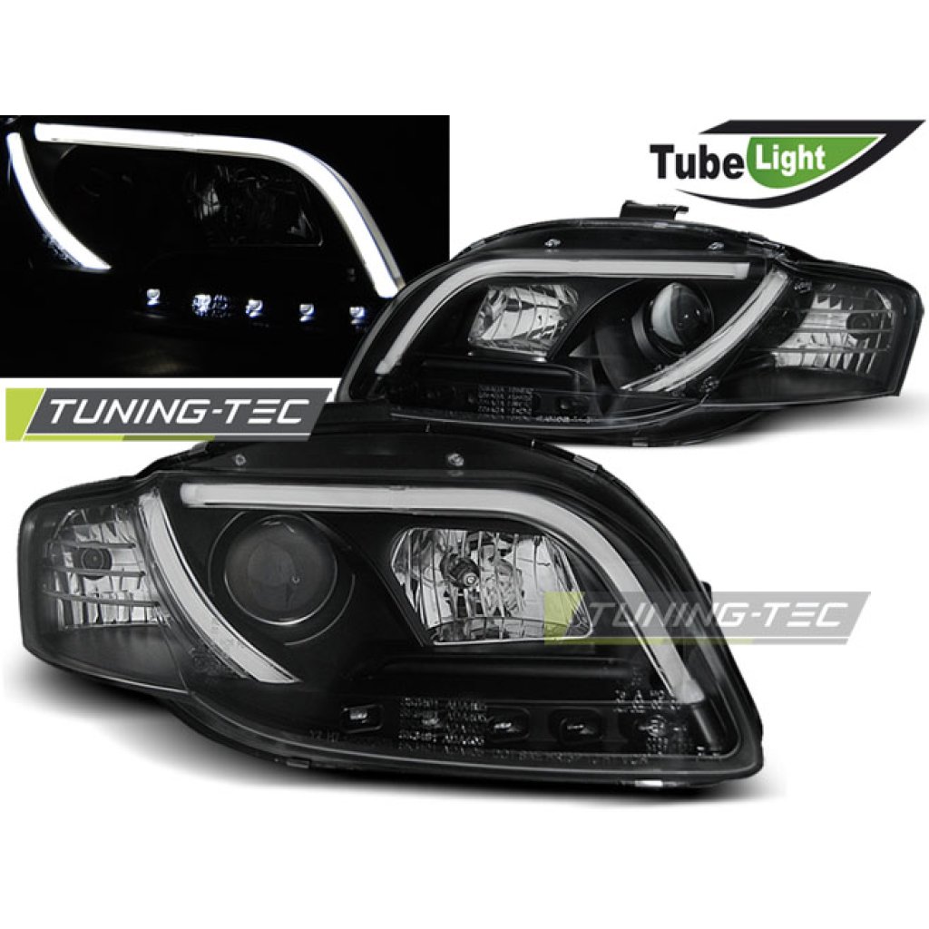 Přední světla LED TubeLights Audi A4 B7 04-08 černá