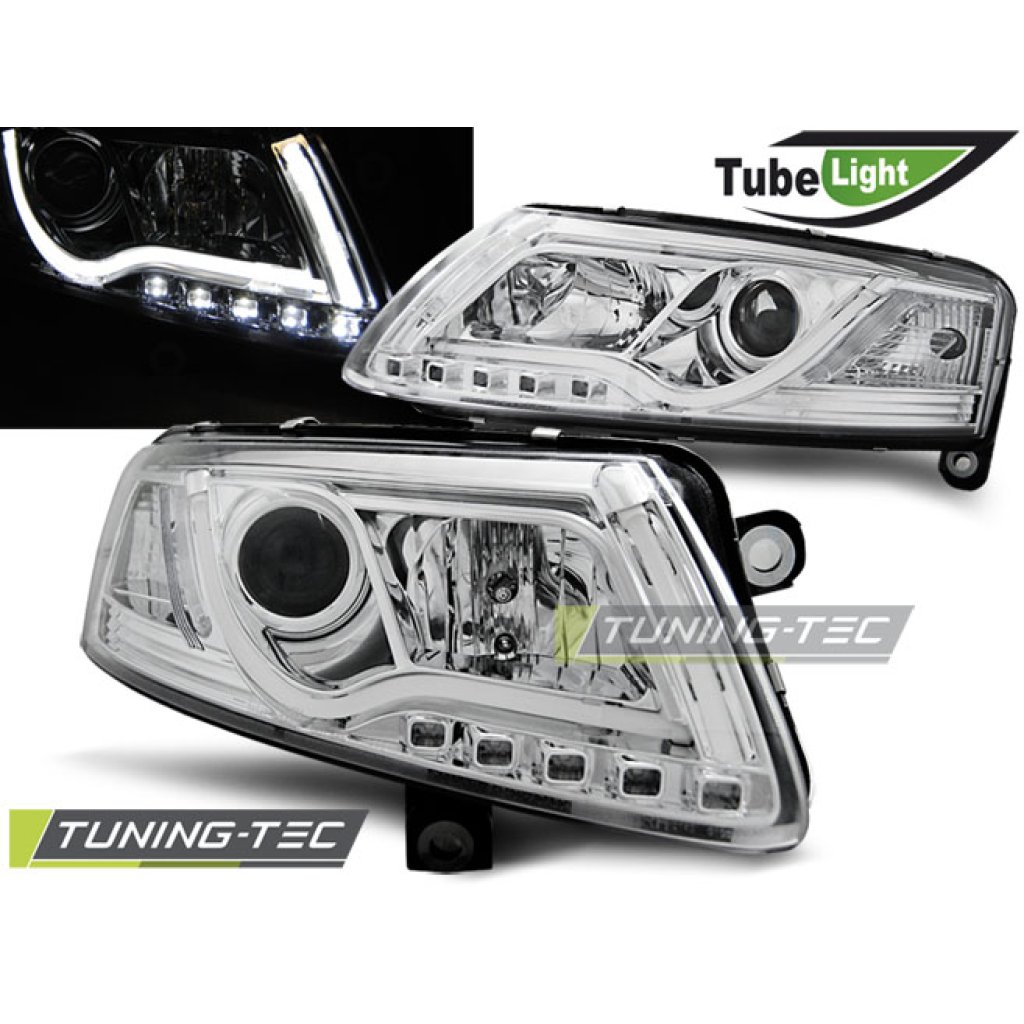 Přední světla LED TubeLights Audi A6 4F 04-08 chrom