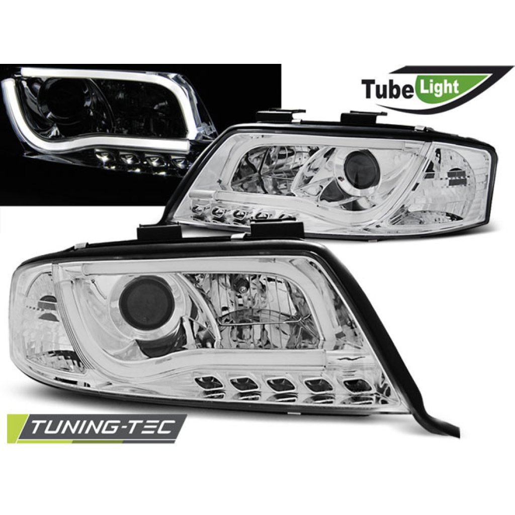 Přední světla LED TubeLights Audi A6 C5 01-05 chrom