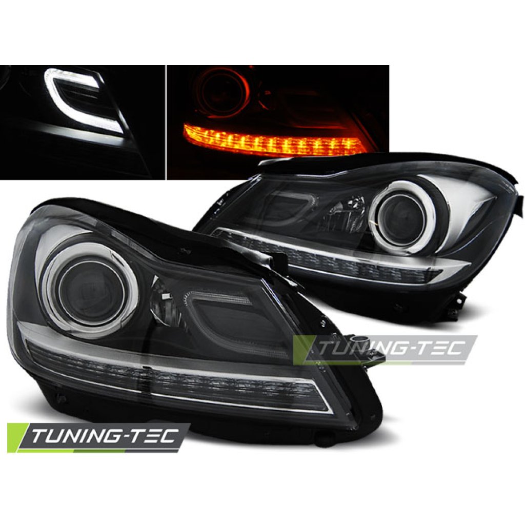Přední světla LED TubeLights Mercedes-Benz C W204 11-14 černá