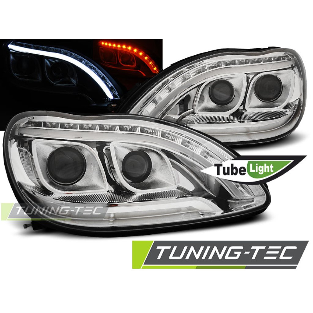 Přední světla LED TubeLights Mercedes-Benz S W220 98-05 chrom