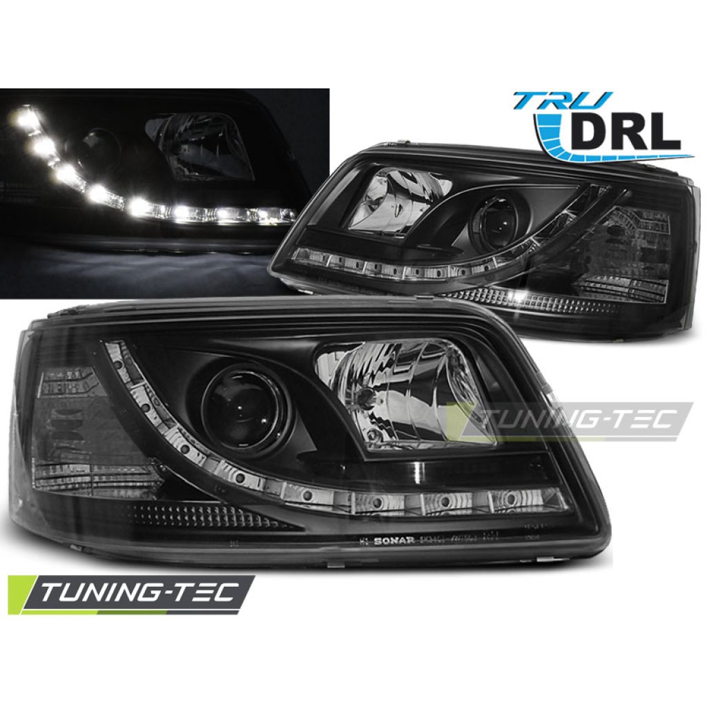 Přední světla s denními světly RL VW T5 03-10 černá