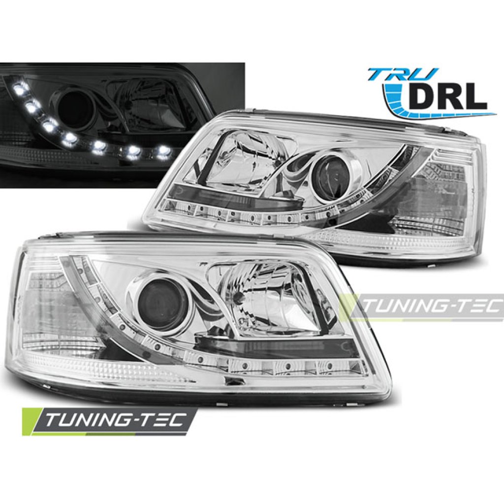 Přední světla s denními světly RL VW T5 03-10 chrom