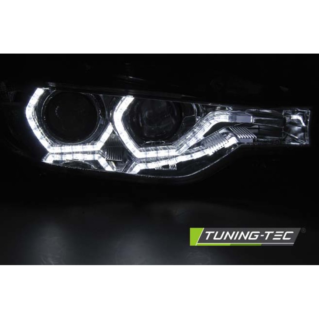 Přední světla s LED Angel Eyes DRL BMW 3 F30/F31 LCI 15-18 chromová