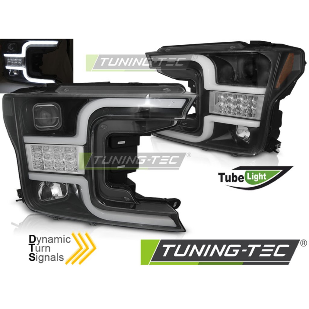 Přední světla s LED bar, LED dynamickým blinkrem Ford F150 MK13 17-20 černá