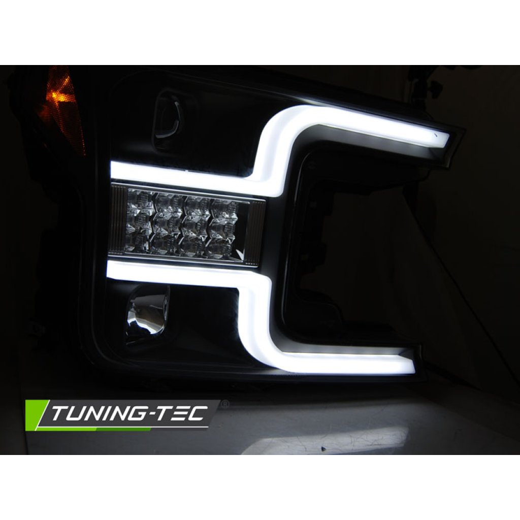 Přední světla s LED bar, LED dynamickým blinkrem Ford F150 MK13 17-20 černá