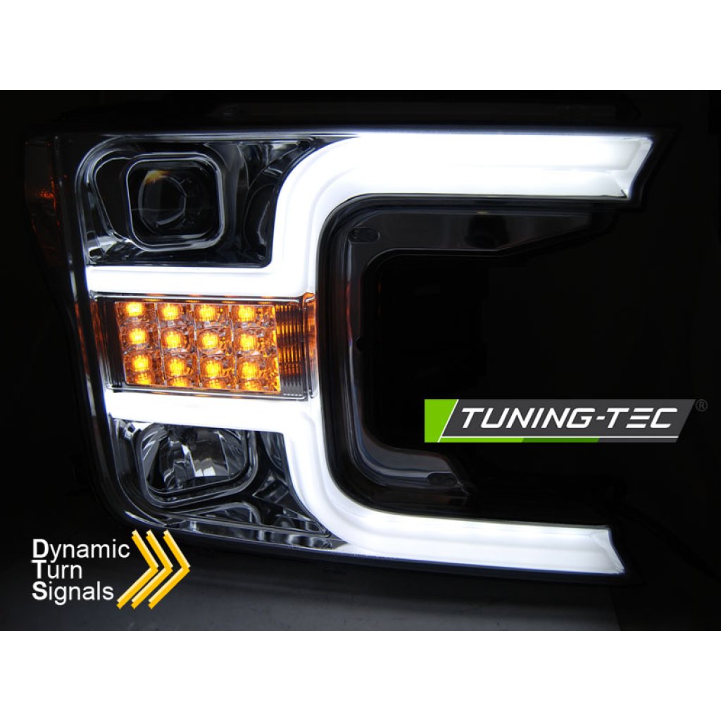 Přední světla s LED bar, LED dynamickým blinkrem Ford F150 MK13 17-20 chromová