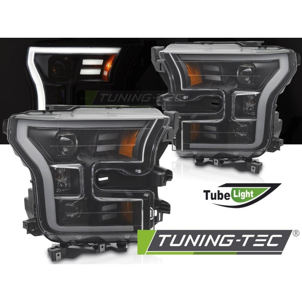 Přední světla s LED BAR pro FORD F150 MK13 2014-2017 černá