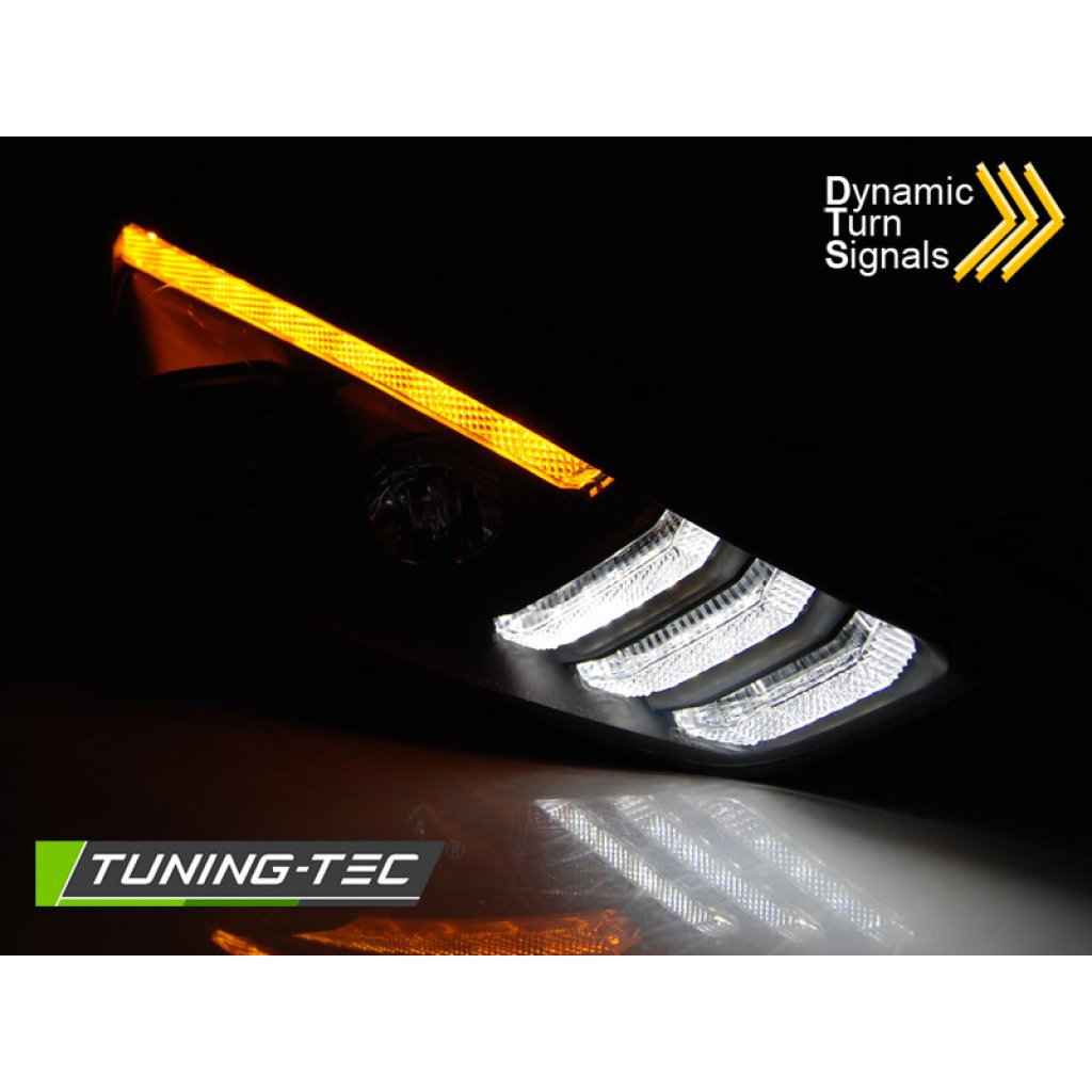 Přední světla s LED denním světlem, SEQ blinkrem, Ford Focus MK3 15-18 černá