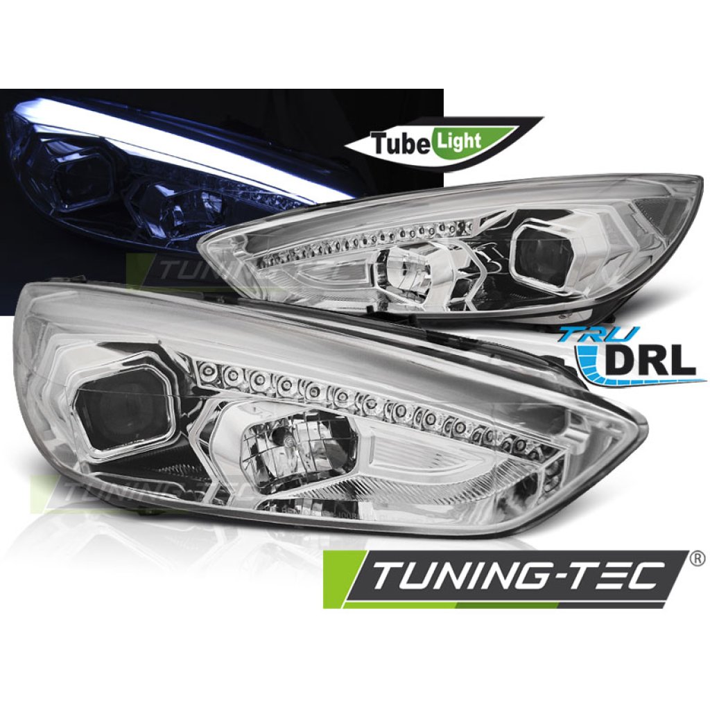 Přední světla s LED denními světly Ford Focus MK3 15- chrom