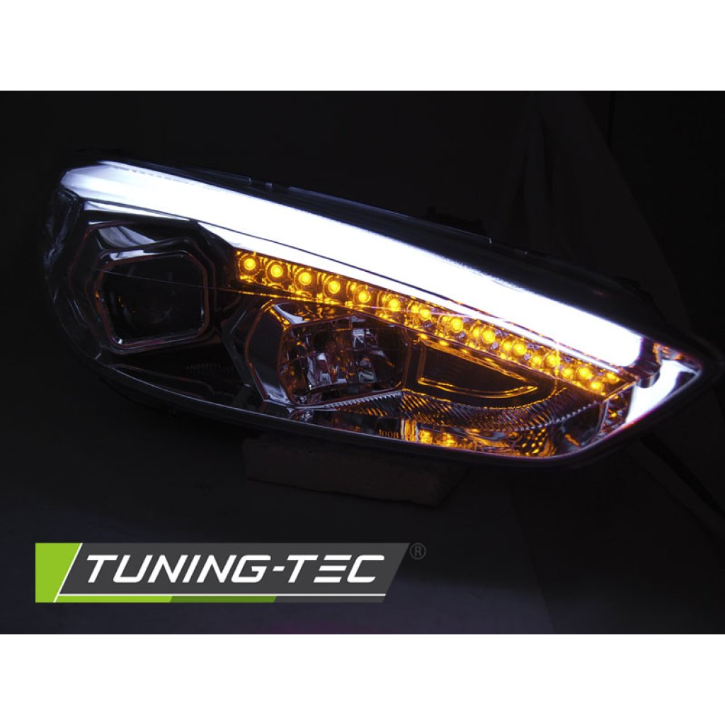 Přední světla s LED denními světly Ford Focus MK3 15- chrom