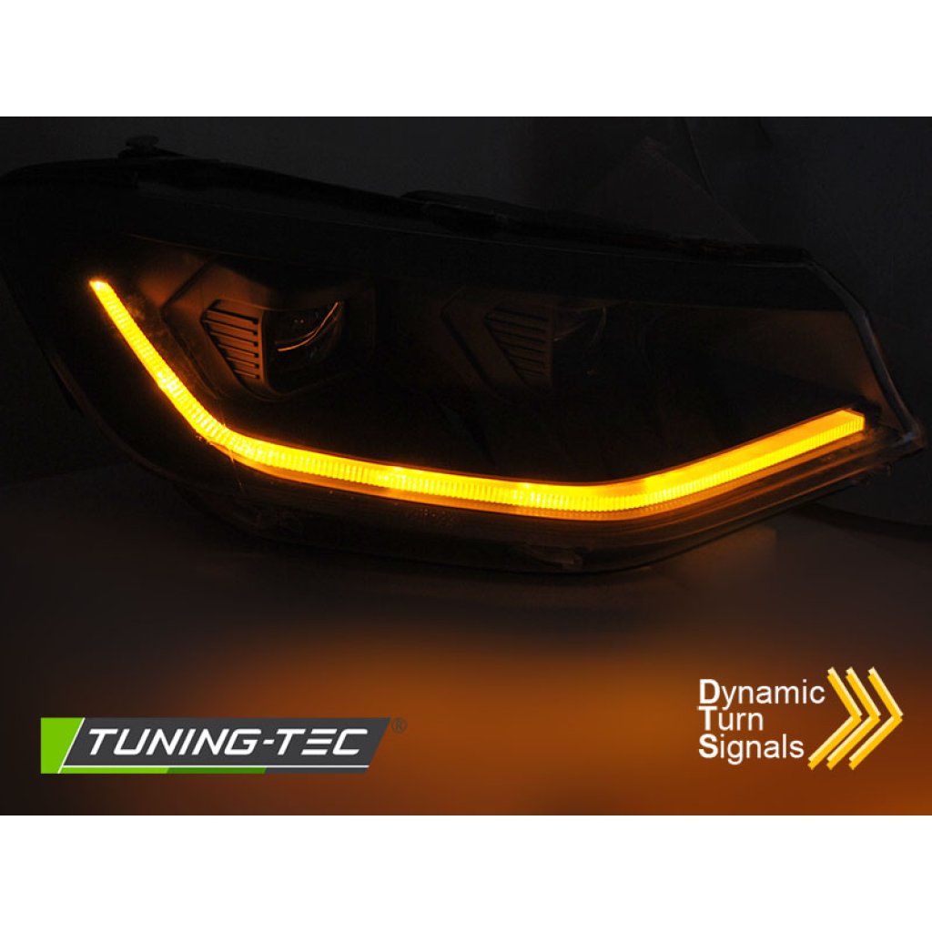 Přední světla s LED denními světly, LED dynamickým blinkrem VW Caddy 20- černá