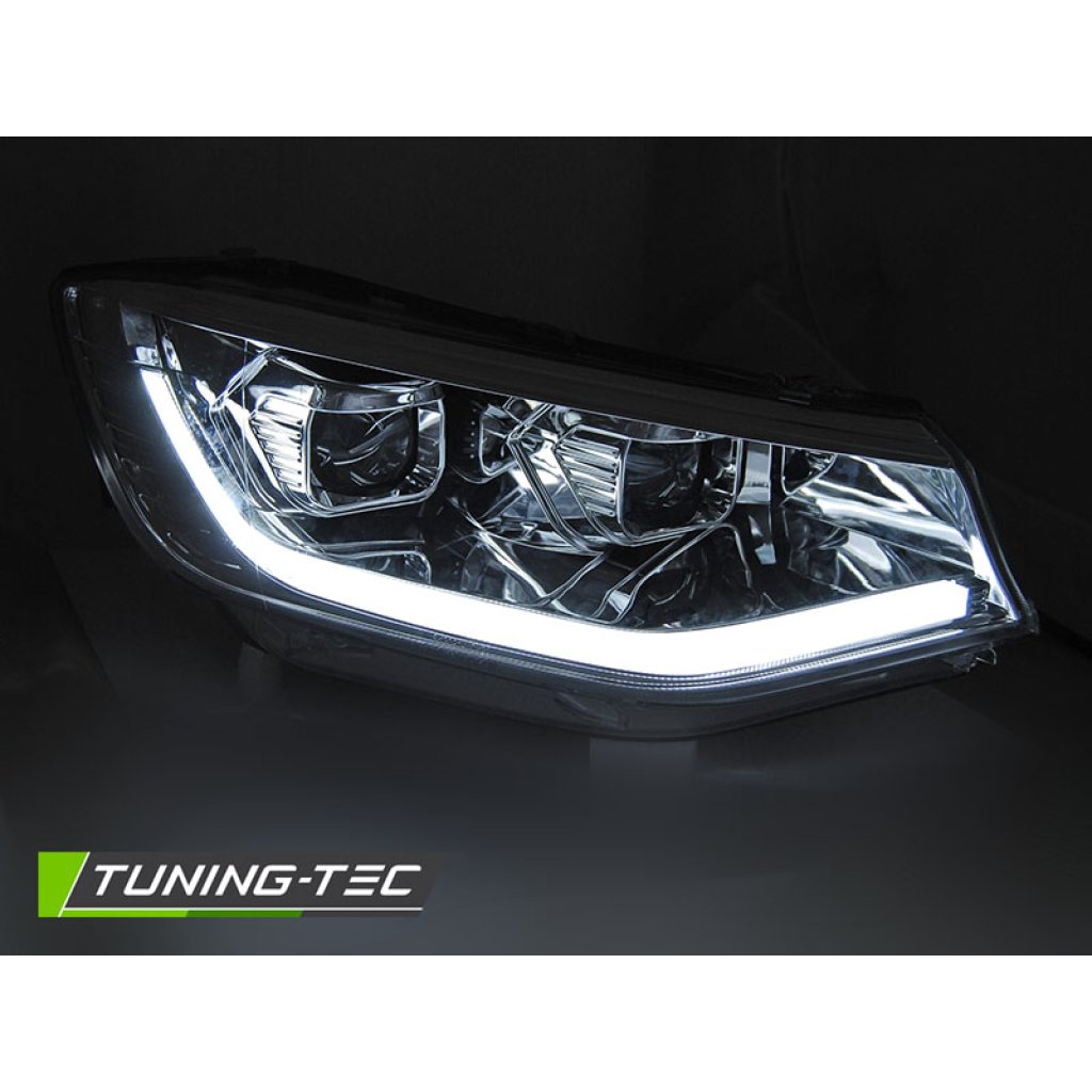 Přední světla s LED denními světly, LED dynamickým blinkrem VW Caddy 20- chromová