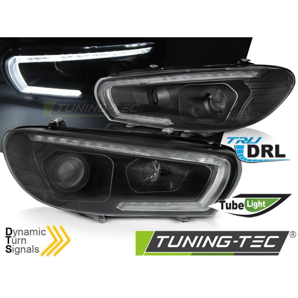 Přední světla s LED denními světly, LED dynamickým blinkrem VW Scirocco 14-17 černá