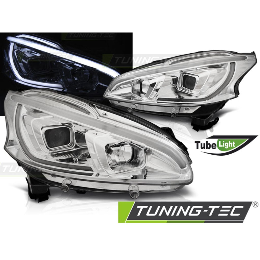 Přední světla s LED denními světly Peugeot 208 12-15 chrom