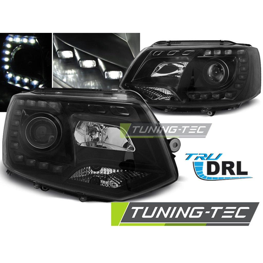Přední světla s LED denními světly VW T5 10- černá