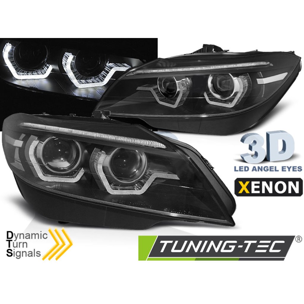 Přední světla s LED dynamickým blinkrem, 3D LED Angel Eyes DRL BMW Z4 E89 09-13 xenon AFS černá