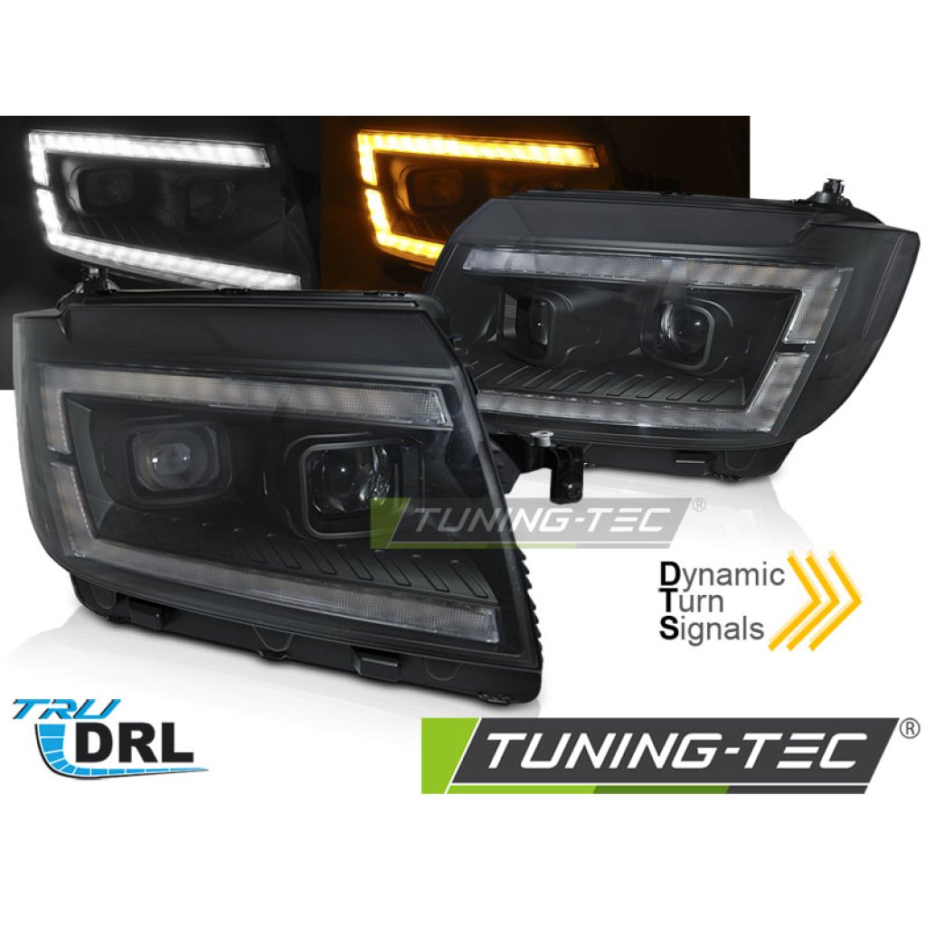 Přední světla s LED dynamickým blinkrem, denní svícení, pro VW Crafter II 17- černá